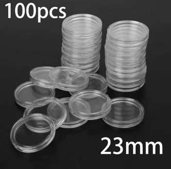 100Pcs 16-40mm Διαφανές στρογγυλό κουτί αποθήκευσης νομισμάτων Capsules Collection Θήκη νομισμάτων Εμπορευματοκιβώτια Θήκη κέρματος Κάψουλες Προμήθειες Δώρα