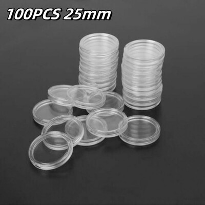 100 db 16-40 mm-es átlátszó kerek érmetároló doboz kapszula gyűjtemény érmetartó konténerek érme kapszula tok kellékek ajándékok