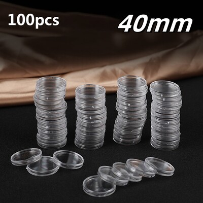 100 db 16-40 mm-es átlátszó kerek érmetároló doboz kapszula gyűjtemény érmetartó konténerek érme kapszula tok kellékek ajándékok