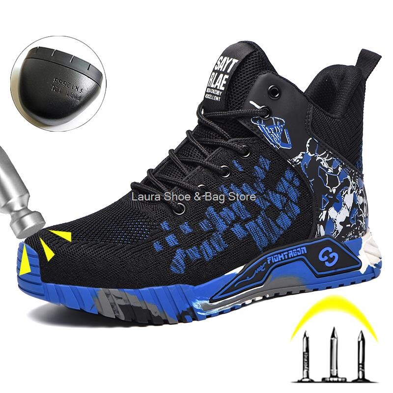 Pantofi de siguranță înalți pentru bărbați cu vârf de oțel pantofi de lucru pentru bărbați și femei.