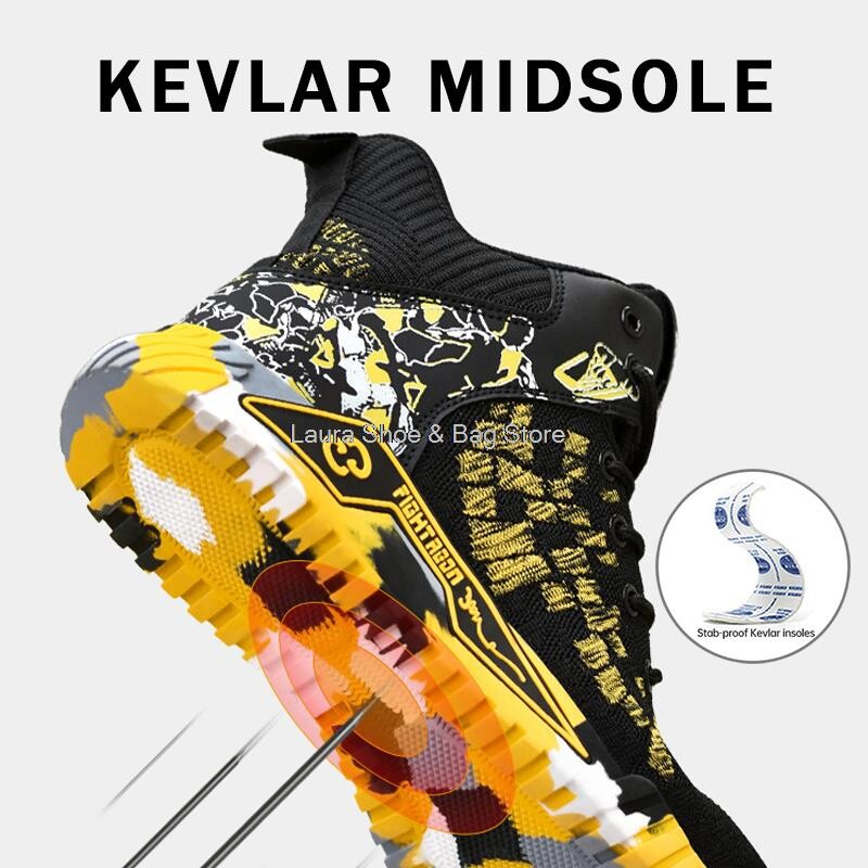 Pantofi de siguranță înalți pentru bărbați cu vârf de oțel pantofi de lucru pentru bărbați și femei.