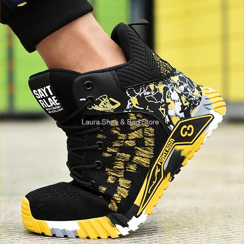 Pantofi de siguranță înalți pentru bărbați cu vârf de oțel pantofi de lucru pentru bărbați și femei.