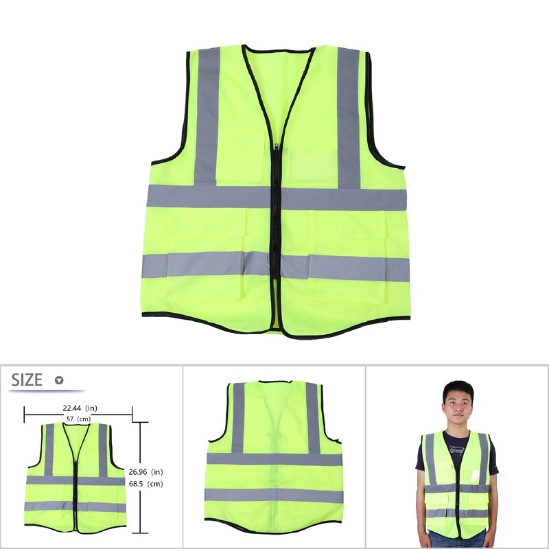 Daugiaspalvė šviesą atspindinti liemenė ZK30, saugos apsaugos liemenė (fluorescencinė žalia)