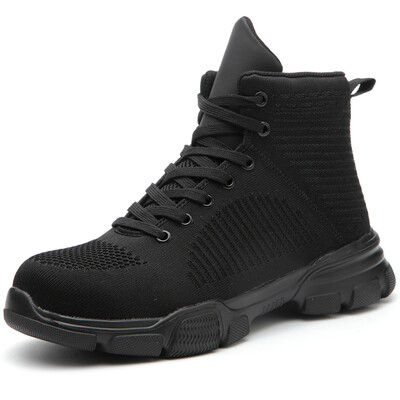 Модни предпазни ботуши Мъжки работни обувки със стоманени пръсти Високи предпазни работни ботуши Мъжки противоударни строителни защитни обувки