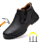 Veekindlad ohutustööjalatsid meestele Terasest peaga Nahast saapad Katkumatu konstruktsiooniga Meeste jalatsid Töökingad Pruunid tossud