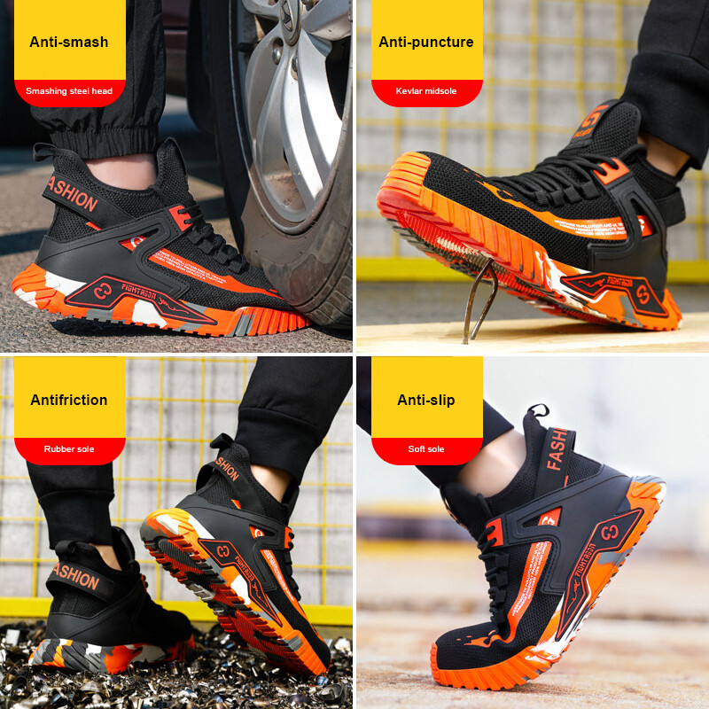 Cizme de protecție pentru bărbați cu vârf înalt Pantofi de protecție cu vârf de oțel Pantofi de lucru pentru bărbați Pantofi de siguranță anti-puncție Bărbați Femei Cizme de siguranță la locul de muncă