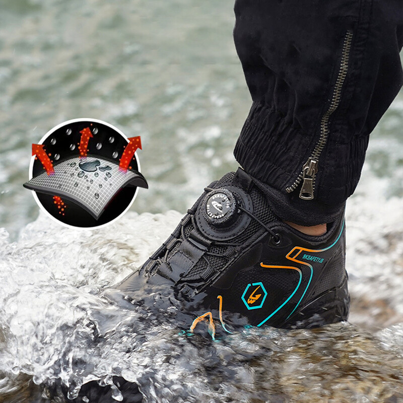 Pantofi cu vârf de oțel pentru bărbați Cizme de lucru indestructibile Pantofi ușori de siguranță de lucru Anti-smash, anti-punctură, pantofi de protecție