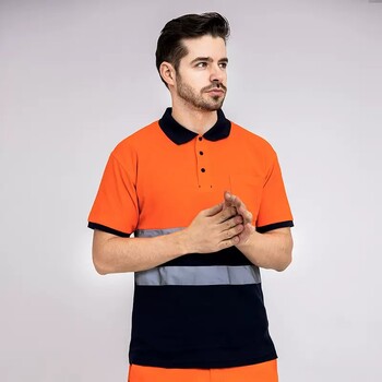 Hi Vis Polo ανδρικό μπλουζάκι υψηλής ορατότητας κοντό μανίκι Καλοκαιρινό ασφαλή ενδύματα εργασίας Δίχρωμο ανδρικό πουκάμισο εργασίας Κατασκευή