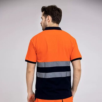 Hi Vis Polo ανδρικό μπλουζάκι υψηλής ορατότητας κοντό μανίκι Καλοκαιρινό ασφαλή ενδύματα εργασίας Δίχρωμο ανδρικό πουκάμισο εργασίας Κατασκευή