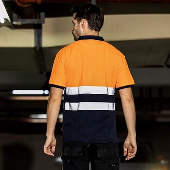 Hi Vis Polo ανδρικό μπλουζάκι υψηλής ορατότητας κοντό μανίκι Καλοκαιρινό ασφαλή ενδύματα εργασίας Δίχρωμο ανδρικό πουκάμισο εργασίας Κατασκευή