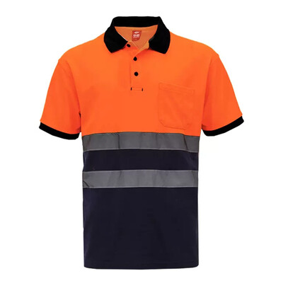 Hi Vis Polo Shirt Мъжко облекло с висока видимост Лятно защитно работно облекло с къс ръкав Двуцветна работна риза Мъжка конструкция