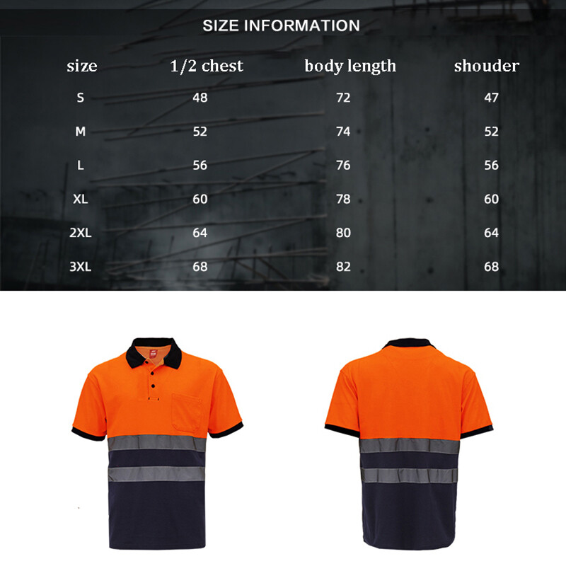 Tricou polo Hi Vis Bărbați Îmbrăcăminte de înaltă vizibilitate Îmbrăcăminte cu mâneci scurte de vară Îmbrăcăminte de lucru de siguranță Cămașă de lucru în două tonuri Bărbați Construcții