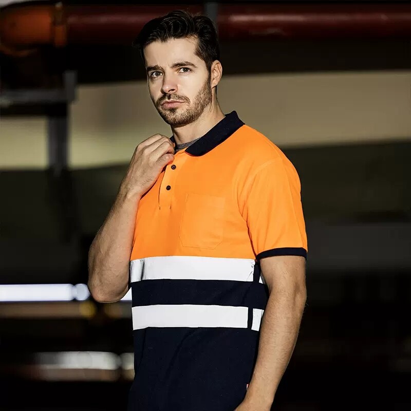 Tricou polo Hi Vis Bărbați Îmbrăcăminte de înaltă vizibilitate Îmbrăcăminte cu mâneci scurte de vară Îmbrăcăminte de lucru de siguranță Cămașă de lucru în două tonuri Bărbați Construcții