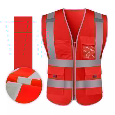 Vestă reflectorizantă de înaltă vizibilitate Vestă de lucru de siguranță Vestă de construcție Vestă de siguranță Îmbrăcăminte de siguranță Multi buzunare Vestă neagră Hi Vis