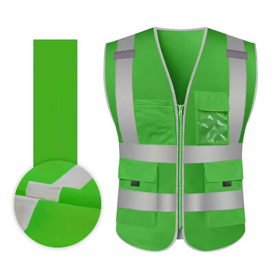 Vestă reflectorizantă de înaltă vizibilitate Vestă de lucru de siguranță Vestă de construcție Vestă de siguranță Îmbrăcăminte de siguranță Multi buzunare Vestă neagră Hi Vis