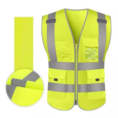 Vestă reflectorizantă de înaltă vizibilitate Vestă de lucru de siguranță Vestă de construcție Vestă de siguranță Îmbrăcăminte de siguranță Multi buzunare Vestă neagră Hi Vis