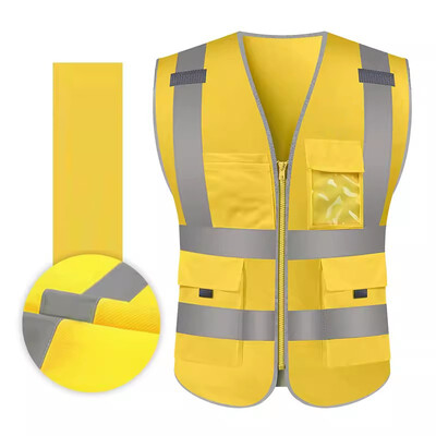Vestă reflectorizantă de înaltă vizibilitate Vestă de lucru de siguranță Vestă de construcție Vestă de siguranță Îmbrăcăminte de siguranță Multi buzunare Vestă neagră Hi Vis