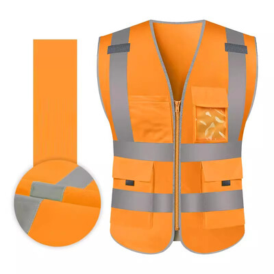 Vestă reflectorizantă de înaltă vizibilitate Vestă de lucru de siguranță Vestă de construcție Vestă de siguranță Îmbrăcăminte de siguranță Multi buzunare Vestă neagră Hi Vis