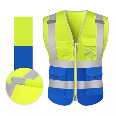 Vestă reflectorizantă de înaltă vizibilitate Vestă de lucru de siguranță Vestă de construcție Vestă de siguranță Îmbrăcăminte de siguranță Multi buzunare Vestă neagră Hi Vis