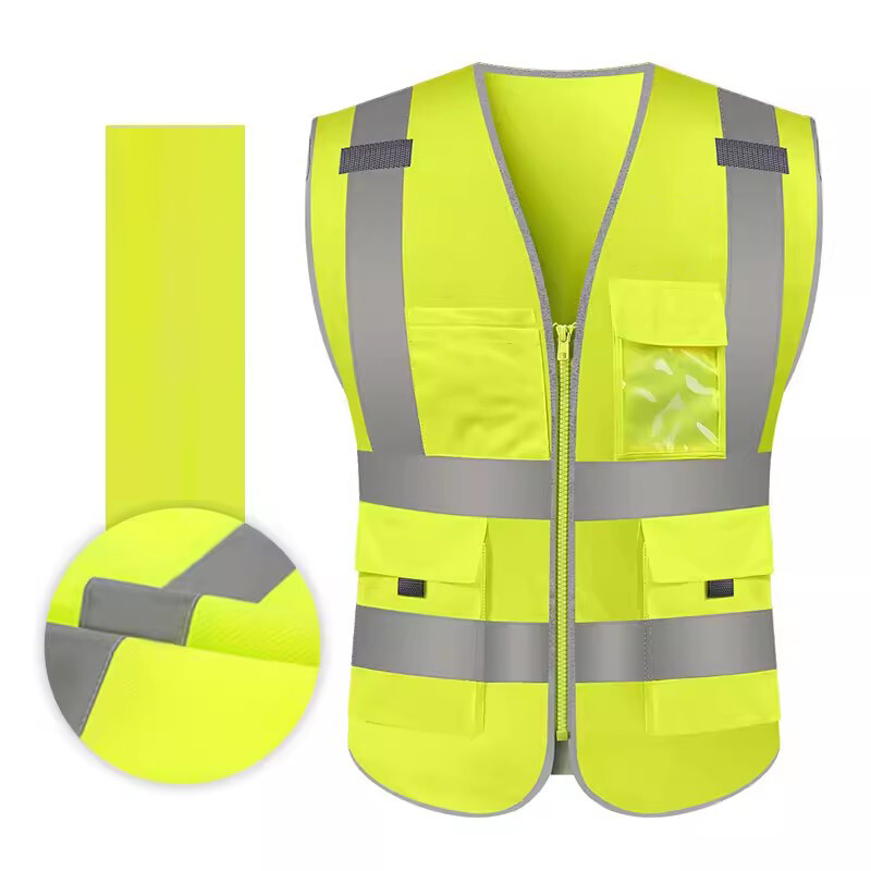 Vestă reflectorizantă de înaltă vizibilitate Vestă de lucru de siguranță Vestă de construcție Vestă de siguranță Îmbrăcăminte de siguranță Multi buzunare Vestă neagră Hi Vis