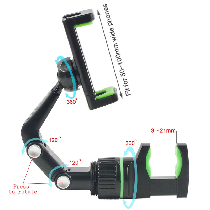 Višenamjenski stalak za mikrofon u automobilu, držač za telefon za emitiranje uživo Nosač za štipaljku, rotirajući stalak za mikrofon Podrška za telefon