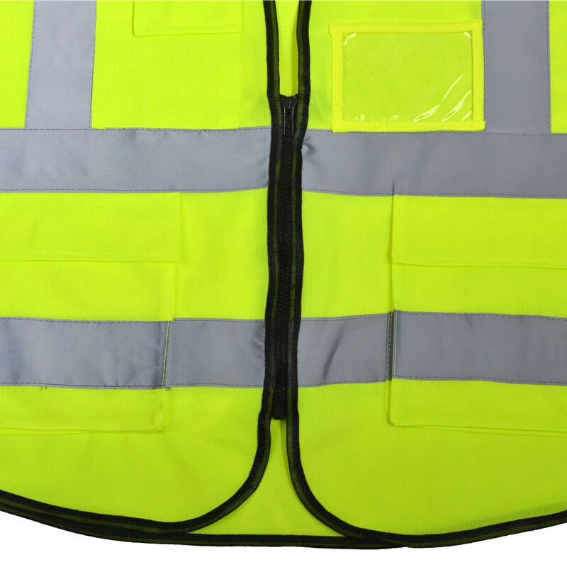 Vestă reflectorizantă de siguranță, culoare strălucitoare, cu mai multe buzunare, vestă de trafic feroviară, uniformă pentru mineri de cărbune, vestă reflectorizată respirabilă