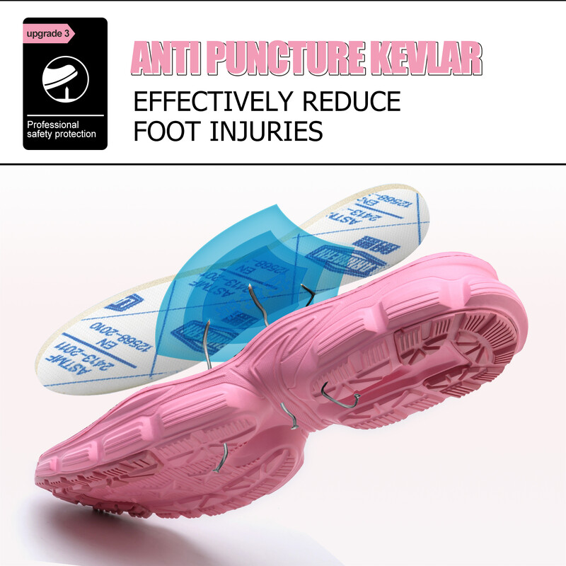 Kerged töökaitsejalatsid Naiste pöörlevate nööpidega hingavad ja kaitsvad töötossud terasest varbakingad hävimatud turvasaapad