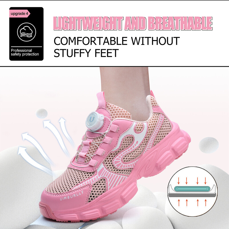 Kerged töökaitsejalatsid Naiste pöörlevate nööpidega hingavad ja kaitsvad töötossud terasest varbakingad hävimatud turvasaapad