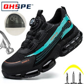 Muške radne tenisice s rotirajućim gumbima Cipele s čeličnim prstima Zaštitne čizme Radne cipele otporne na probijanje Neuništive modne zaštitne cipele