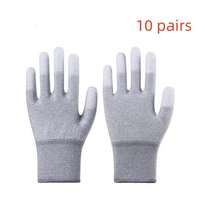 10 pari ESD zaštitnih radnih rukavica s obloženim vrhovima prstiju za održavanje elektronike visoke kvalitete