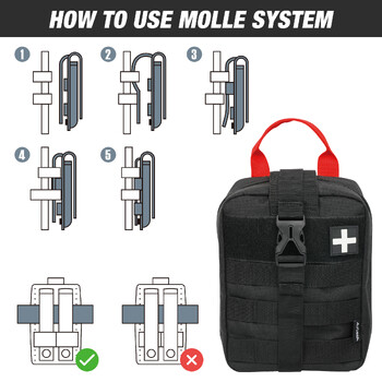 FLISSA Molle Tactical Bag Pouch Multifunction Kit Πρώτων Βοηθειών Survival Πακέτο μέσης έκτακτης ανάγκης Αξεσουάρ στρατιωτικού κυνηγιού εξωτερικού χώρου