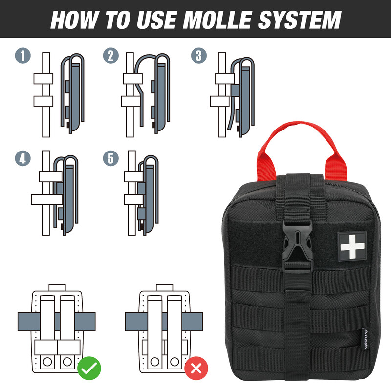 FLISSA Molle taktikaline kott, multifunktsionaalne kott Esmaabikomplekt ellujäämise hädaolukorra vööpakend väljas sõjalise jahi tarvikud
