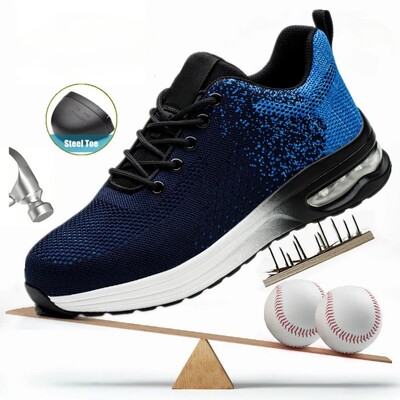 Gaisa spilveni Darba drošības apavi vīriešiem Sievietēm Elpojošas darba kedas Tērauda purngalu apavi Pret caurduršanu Drošības aizsargapavi