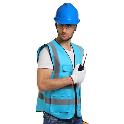 Suure nähtavusega helkurvest kaitsevest meestele vest Hi Vis Multi taskud Tööriided Võrgust töövest Lilla