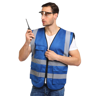 Suure nähtavusega helkurvest kaitsevest meestele vest Hi Vis Multi taskud Tööriided Võrgust töövest Lilla
