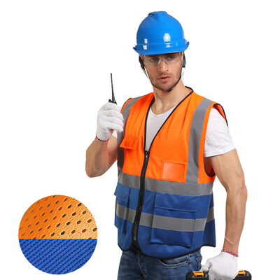 Suure nähtavusega helkurvest kaitsevest meestele vest Hi Vis Multi taskud Tööriided Võrgust töövest Lilla