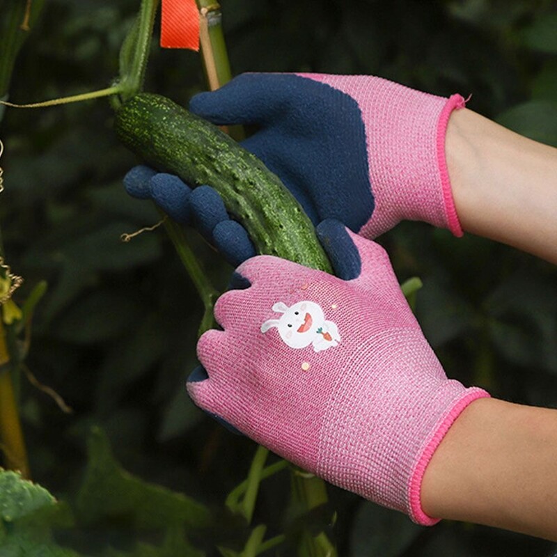 Mănuși de lucru pentru copii cu animale din desene animate Roz Albastru Galben Mănuși de grădinărit multifuncțional rezistente la uzură 13 ace Mănuși de protecție