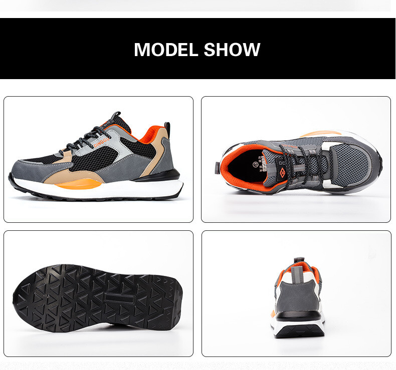 WOUDHONY Pantofi de siguranță pentru bărbați Pantofi de muncă ușori, respirabili, Cizme de siguranță indestructibile, anti-zdrobire, cu vârf de oțel