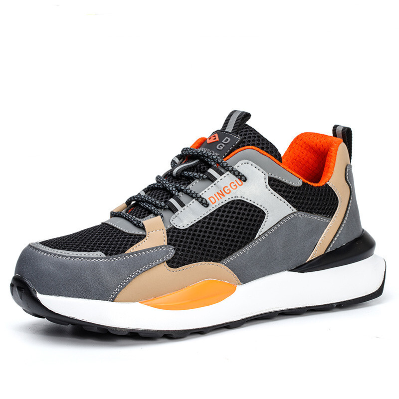 WOUDHONY Pantofi de siguranță pentru bărbați Pantofi de muncă ușori, respirabili, Cizme de siguranță indestructibile, anti-zdrobire, cu vârf de oțel