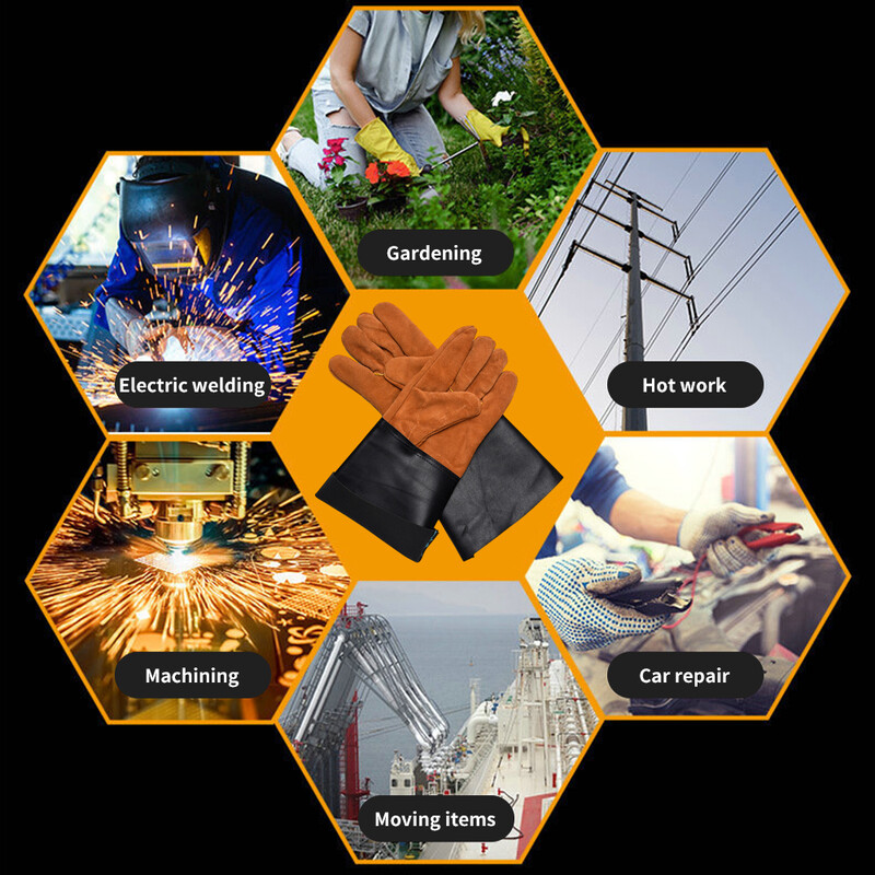 Mănuși de lucru pentru sudor Grădinărit Construcții Sudare Protecție profesională de siguranță Mănuși din piele Rezistent la uzură Izolație termică