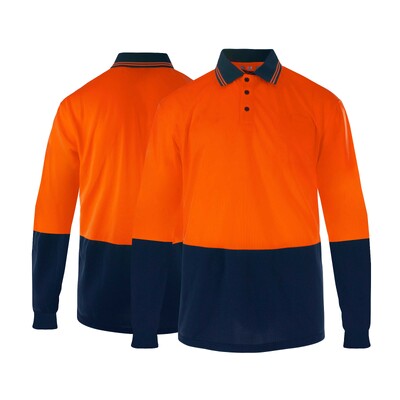 Cămașă polo cu mânecă lungă de siguranță în două tonuri Cămașă reflectorizantă de înaltă vizibilitate, cu buzunare Cămașă de lucru înaltă vizibilitate