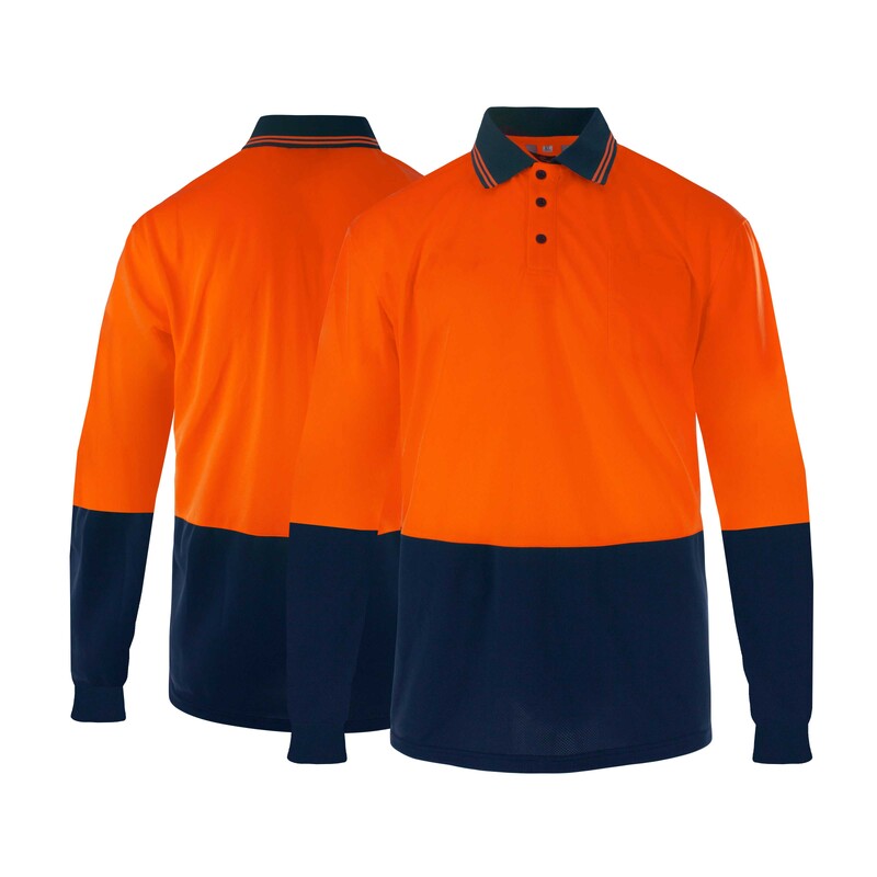 Cămașă polo cu mânecă lungă de siguranță în două tonuri Cămașă reflectorizantă de înaltă vizibilitate, cu buzunare Cămașă de lucru înaltă vizibilitate