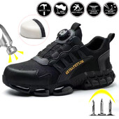 Radne čizme s rotirajućim gumbom Muške zaštitne cipele Plastični prsti Prozračne lagane muške građevinske radne cipele Sigurnosne tenisice