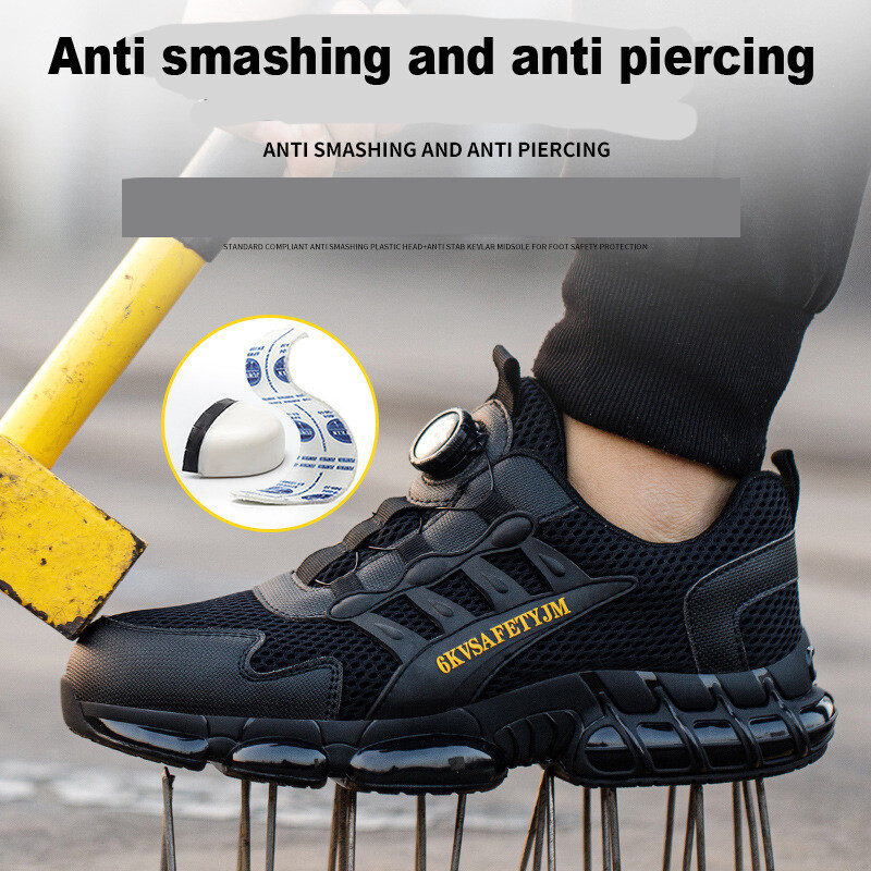 Radne čizme s rotirajućim gumbom Muške zaštitne cipele Plastični prsti Prozračne lagane muške građevinske radne cipele Sigurnosne tenisice