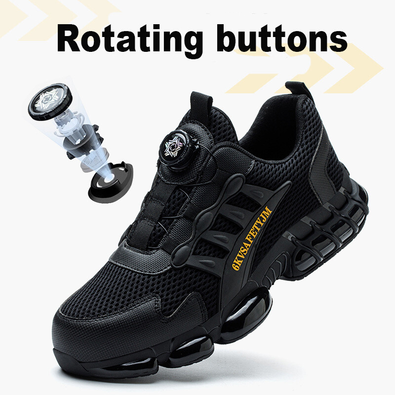 Radne čizme s rotirajućim gumbom Muške zaštitne cipele Plastični prsti Prozračne lagane muške građevinske radne cipele Sigurnosne tenisice