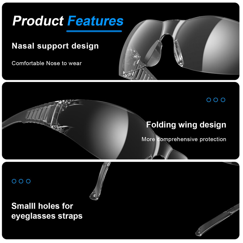 Γυαλιά ασφαλείας Clear Unisex Anti-Scratch Προστατευτικά γυαλιά Ανθεκτικό σε κρούση Φακός CE ANSI Z87 Construction Shooting Laboratory