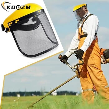 1 ΤΕΜ. από ανοξείδωτο ατσάλι Garden Grass Trimmer Safety κράνος Καπέλο με Full Face Mesh Προστατευτική μάσκα προσώπου με προστασία από το πιτσίλισμα