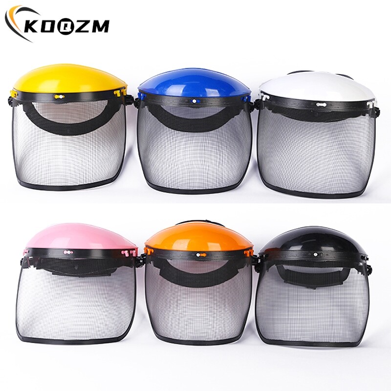 1 tk roostevabast terasest aiamurutrimmeriga kaitsekiivri müts kogu näovõrguga pritsmekindla näoekraaniga kaitsemask