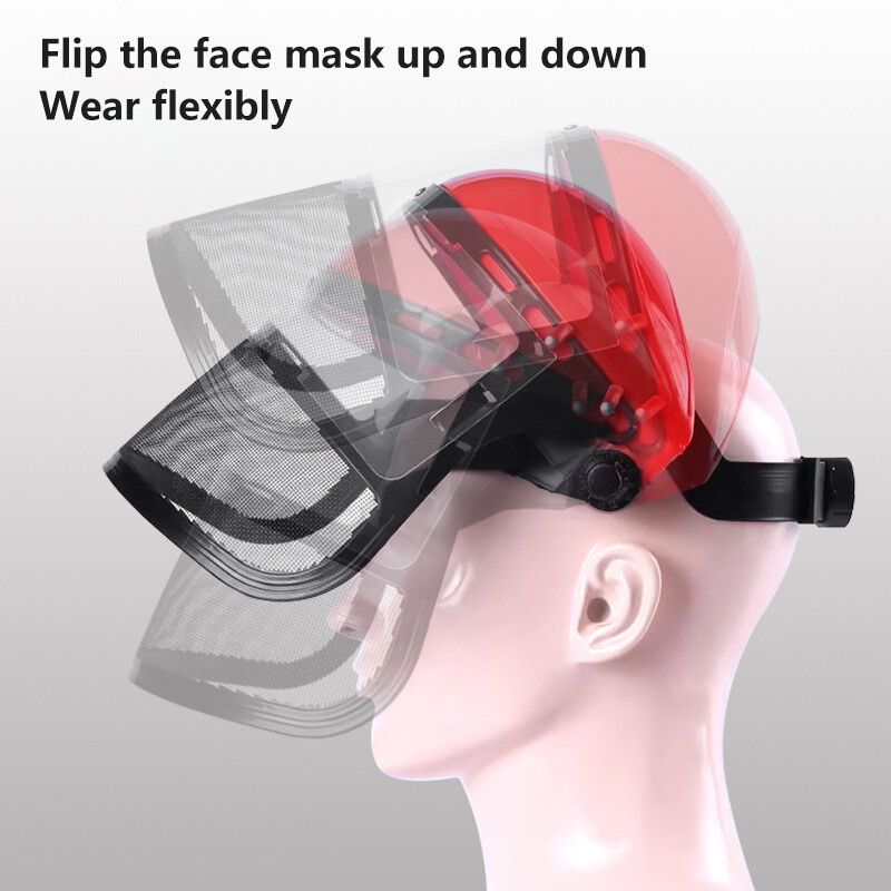 Защитна PVC защитна маска, монтирана на главата, против пръскане на трева, маска против прах за рязане на шапки, избягвайте маска за защита на екрана на лицето