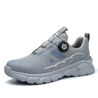 WOUDHONY Pantofi de siguranță cu buton rotativ pentru bărbați, pantofi de lucru cu vârf de oțel, ușoare, anti-spărtură, anti-punctură, pantofi de protecție de protecție